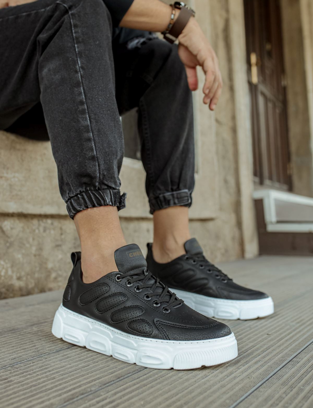 CHEKICH Ανδρικά Ασπρόμαυρα Casual Sneakers δίσολα CH105